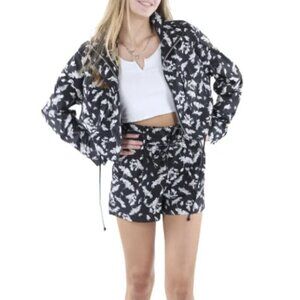 NWT Rag and Bone Black and White Leaf Print Cropped Field Windbreaker